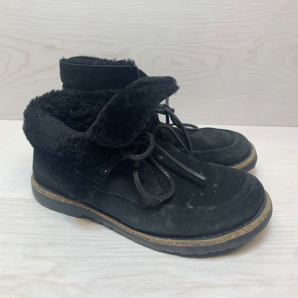 Birkenstock Bakki Shearling Winter Boots Womens 9 EU‎ 40 Black Suede Round Toe